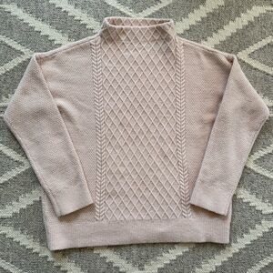 Ann Taylor Blush Cable Mock Neck Sweater